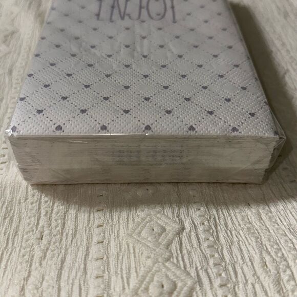 RAE DUNN 32 x 1pk ENJOY Guest Paper Towel Napkins Heart Trellis Lavender Ivory - Picture 6 of 7